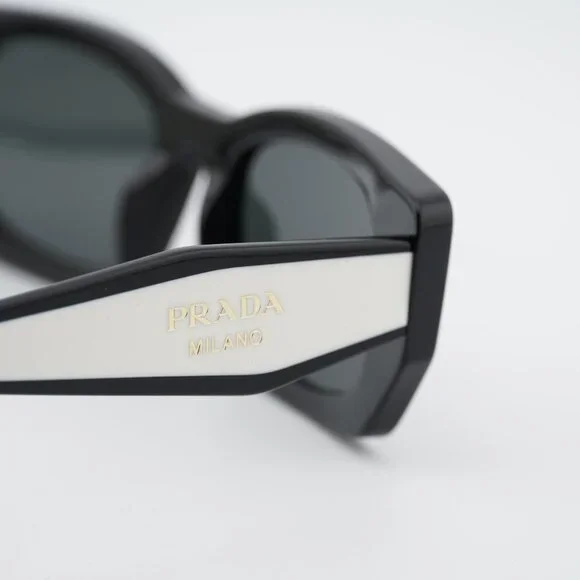 Prada PRB05S 09Q08Z Sunglasses Black Rectangle Frame, Dark  display picture 3